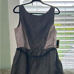 Women’s A-line dress, mid length with light soft pink polka dots